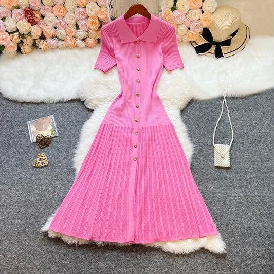 Marque YuooMuoo Fashion robe longue tricotée élégante à patchwork printemps été pour femmes, robe-chemise en pull de luxe, robe de fête pour femme Vestido