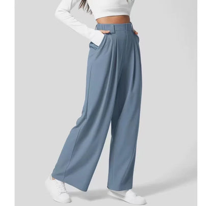 Pantalons pour femmes Pantalons pour femmes à taille haute et jambes larges Pantalons décontractés amples Pantalons droits pour dames de bureau Mode coréenne Pantalons élégants