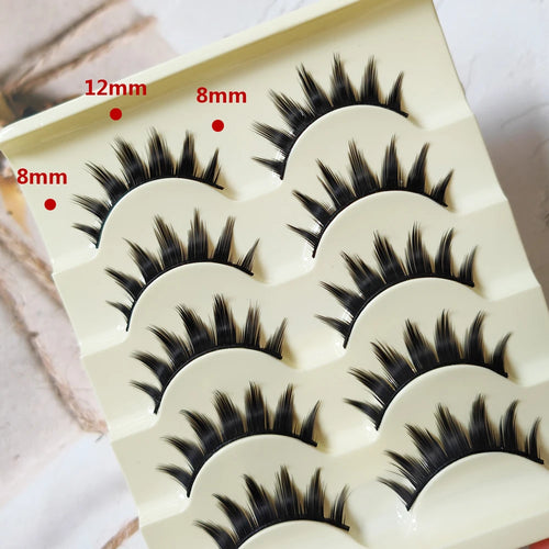 5 Paris Cat Eye False Eyelashes Long Thick Cosplay Fake Eye Lashes Extension Smokey Natural Makeup Handmade Reusable