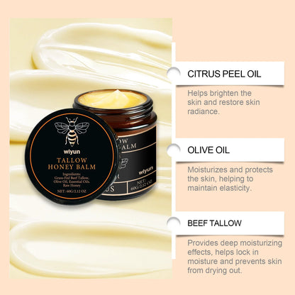 Lotion corporelle apaisante à la crème de miel et suif de bœuf, éclaircissante, atténuant les taches brunes, réduisant la mélanine, raffermissante, non grasse, hydratation durable.