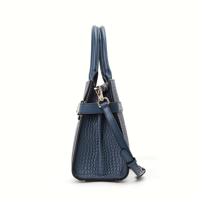 Sac à main pour femme en cuir véritable de vachette, convertible en port bandoulière et épaule, avec foulard en soie, sac fourre-tout à motif crocodile