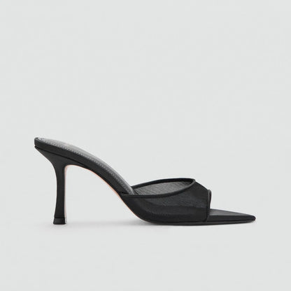 Mango2026 Sandales sexy à bout pointu et talon fin, à enfiler, respirantes, nouveau style d’été polyvalent, chaussures plates à enfiler pour femmes