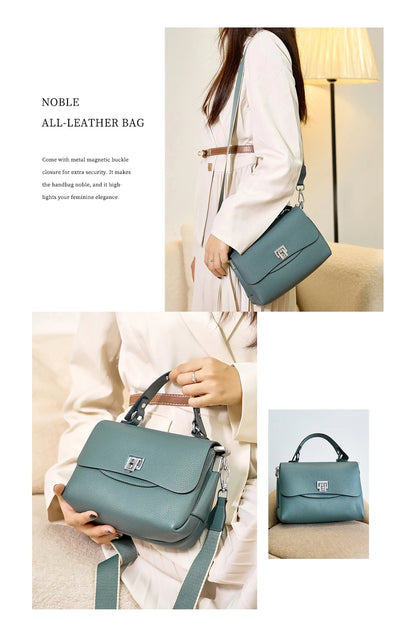 Sac à main Zency pour femme en cuir véritable avec poignée supérieure, style enveloppe simple et tendance, sac à bandoulière de marque de luxe, petit sac bandoulière croisé pour femme