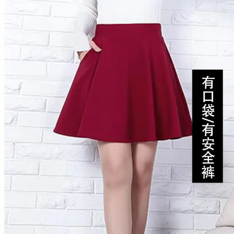 Jupes pour femmes populaires M-3XL jupe mi-longue plissée unie avec poches, taille élastique, tendance, facile à assortir, style femme de bureau, douce pour la peau, élégante