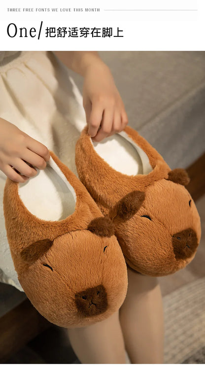 Pantoufles hamster câlines et mignonnes pour femmes, hiver automne, en peluche chaude, chaussures nuage pour chambre, pantoufles familiales pour femme, pantoufles animaux kawaii