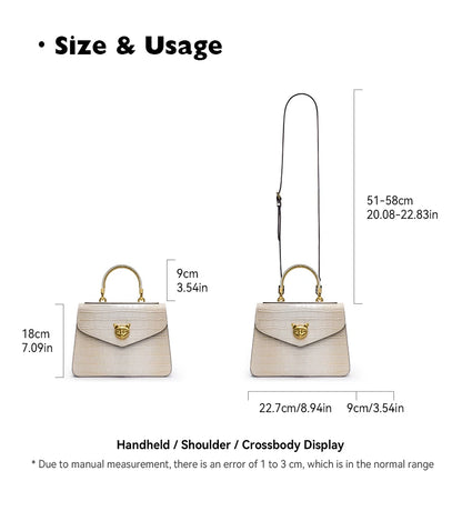 Le sac à main en cuir véritable BAFELLI au motif crocodile tendance est doté d’une bandoulière amovible en cuir de vache, adaptée au port à la main.
