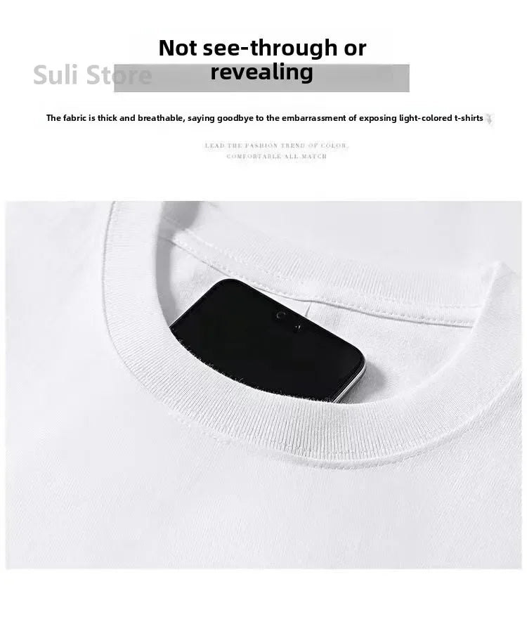 T-shirts unisexes 100 % coton 450 g de haute qualité T-shirts blancs T-shirt vierge d’été pour homme T-shirts pour homme