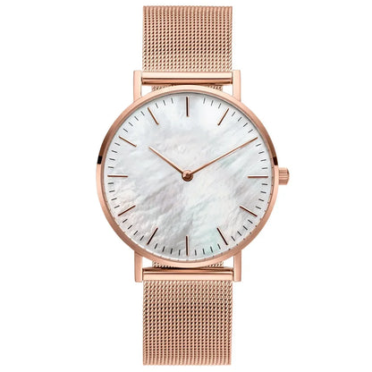 Montres pour femmes tendance de luxe à quartz en alliage pour femme, bracelet en maille métallique, montre simple pour femme, horloge féminine, montre femme