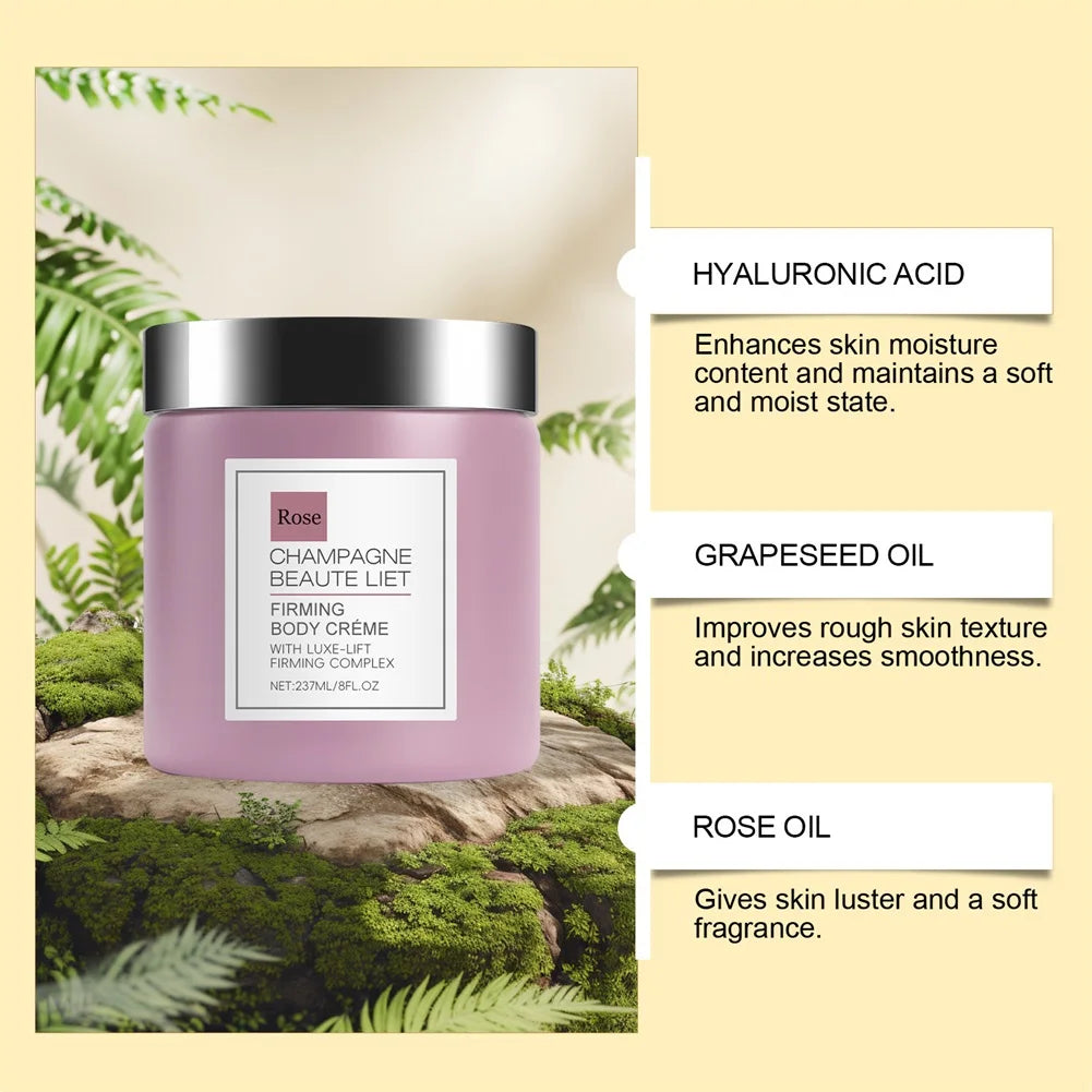 Crème corporelle raffermissante au champagne avec Pepperslim, crème anti-rides et raffermissante pour la peau, lotion corporelle hydratante quotidienne pour hommes et femmes
