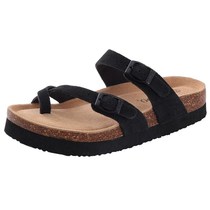 Litfun Nouveaux sabots pour femmes, mules en suède de liège tendance pour femmes, chaussons classiques en liège antidérapants pour l’extérieur avec soutien de la voûte plantaire
