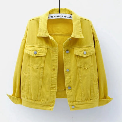 Veste en jean classique pour femmes Jeans 2023 vestes en jean boyfriend pour femmes manteau oversize ample veste femme violet blanc jaune femme