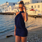 Robe moulante dos nu à col licou pour l’été 2026 pour femmes – robe moulante sans manches, robe sexy de club à nouer dans le dos
