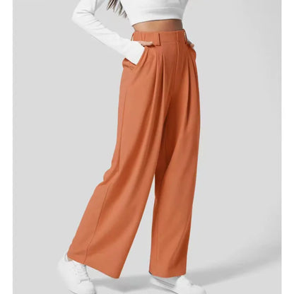 Pantalons pour femmes Pantalons pour femmes à taille haute et jambes larges Pantalons décontractés amples Pantalons droits pour dames de bureau Mode coréenne Pantalons élégants