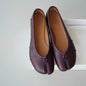 Chaussures plates de ballet pour femmes à bout fendu, chaussures tabi tendance, mocassins décontractés à enfiler, espadrilles en cuir plissé pour femmes, zapatillas mujer