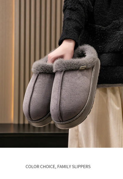 Pantoufles duveteuses pour femmes à la mode pour l’automne et l’hiver, semelle épaisse en EVA antidérapante et chaude, pantoufles unisexes d’intérieur pour l’hiver