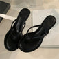 Aneikeh 2026 Mode Pantoufles à talons fins pour femmes, sandales slides à bout rond avec clip, sandales d’été tongs, chaussures féminines mules slides
