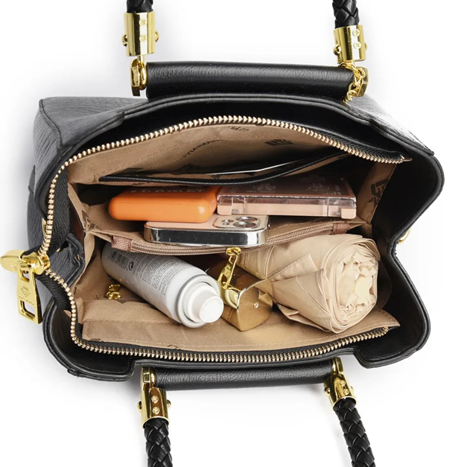 Sac à main élégant à poignée tressée pour femmes, sac à poignée supérieure en cuir de haute qualité, sac bandoulière et porté épaule pour dames, cabas décontracté de qualité