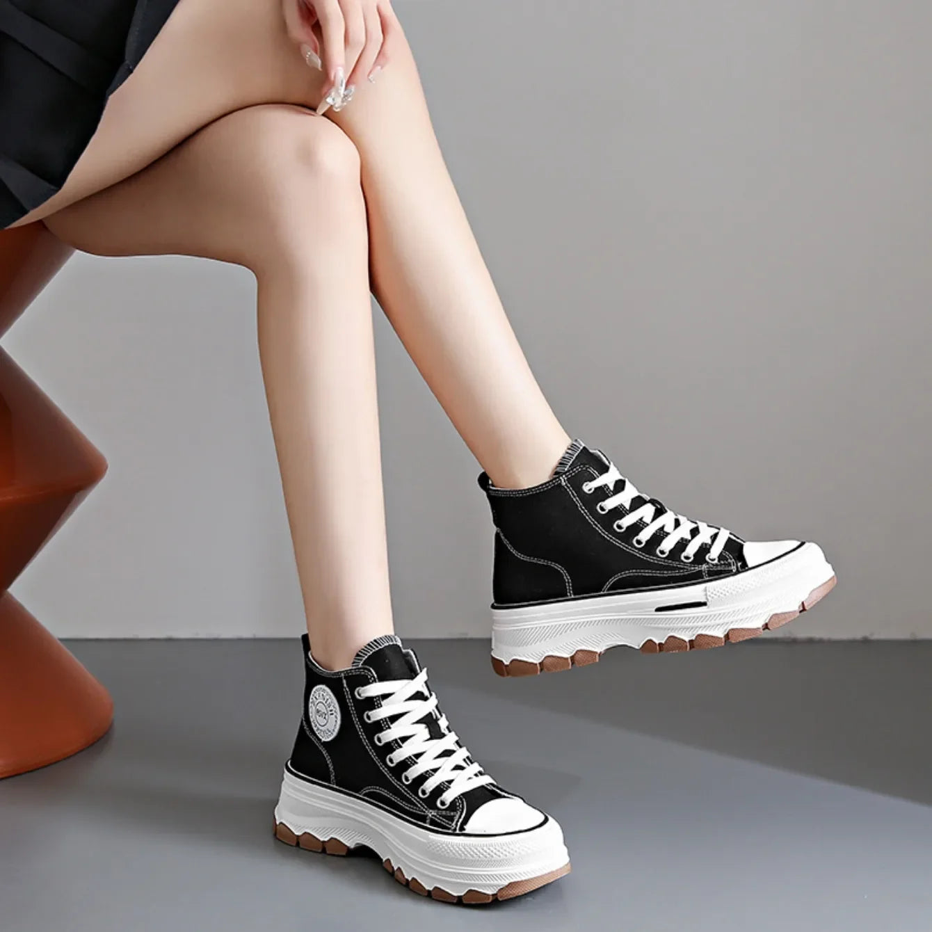 Chaussures en toile pour femmes 2024, baskets décontractées à plateforme avec étoiles, chaussures de sport et de course en toile, chaussures de tennis, baskets de marche d’extérieur.