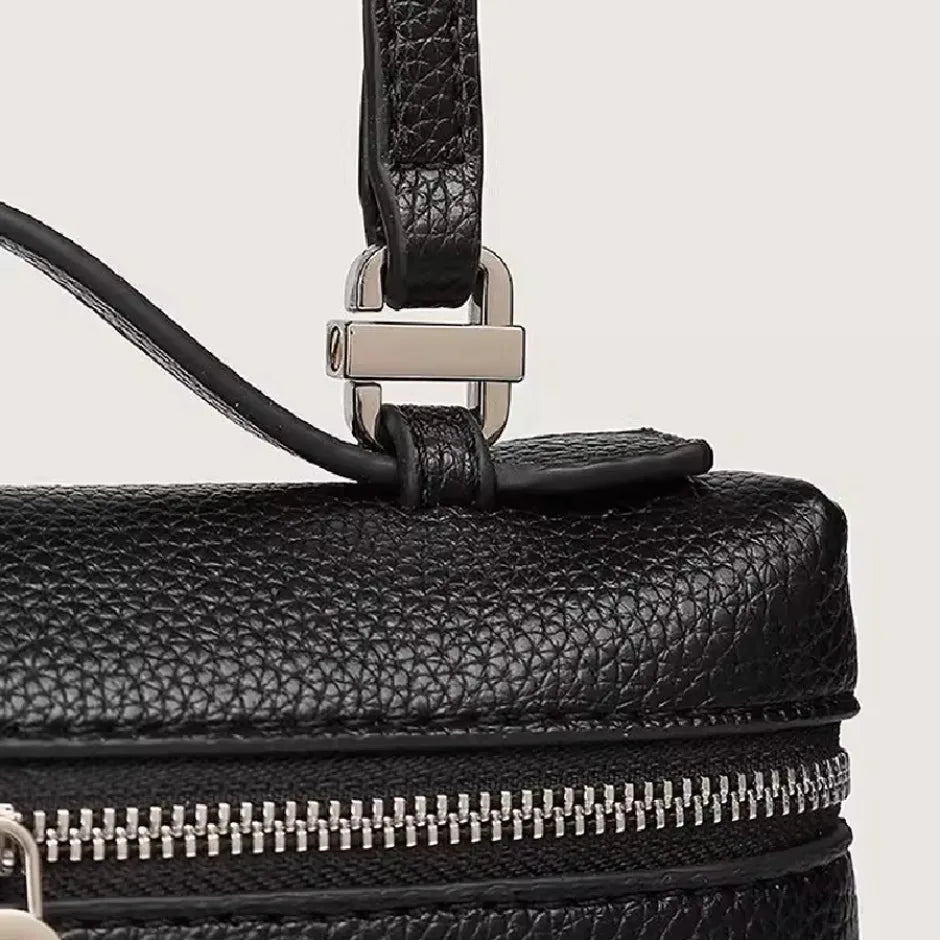 Sac à bandoulière en grain de litchi au style haut de gamme et de niche, mode simple, type boîte à lunch pour femme, exquis mini sac à main porté main et en bandoulière