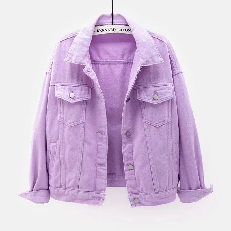 Veste en jean classique pour femmes Jeans 2023 vestes en jean boyfriend pour femmes manteau oversize ample veste femme violet blanc jaune femme