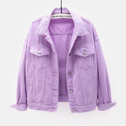 Veste en jean classique pour femmes Jeans 2023 vestes en jean boyfriend pour femmes manteau oversize ample veste femme violet blanc jaune femme