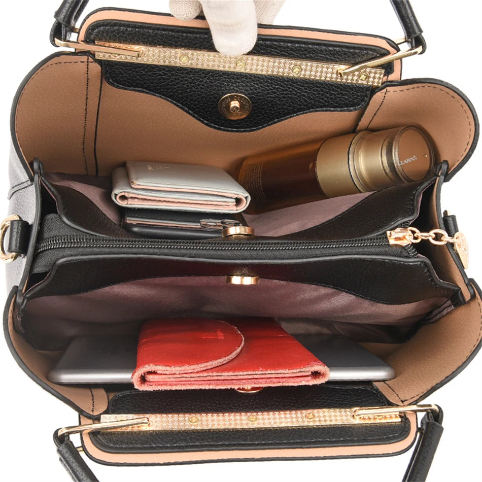 Sac bandoulière de luxe pour femme 2024, designer à 3 couches, grand sac à main en cuir à grande capacité pour femme, sac shopper de marque, sac fourre-tout messager.