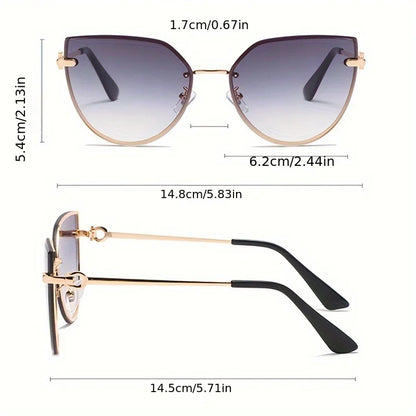 Lot de 2 lunettes de soleil pour femmes à grande monture, lunettes de soleil œil de chat dégradées pour femmes, protection UV pour extérieur, lunettes de créateur