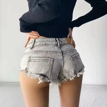 Short en jean d'été pour femmes taille basse, short en jean extensible, hot pants, design triangle sexy, rehausseur de fesses, streetwear décontracté DURIKIES