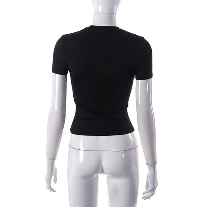 Nouveau t-shirt à manches courtes pour femmes printemps 2024, uni, simple, décontracté, doux, facile à assortir, tendance, haut court basique, t-shirt mode été.