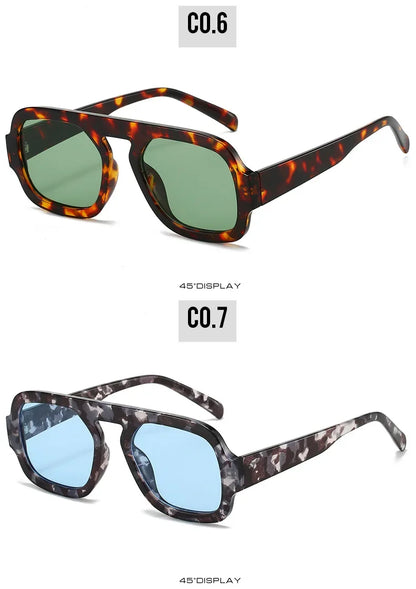 JNPCXI Lunettes de soleil carrées rétro pour femmes, design de marque tendance, verres dégradés UV400, lunettes de soleil punk pour hommes