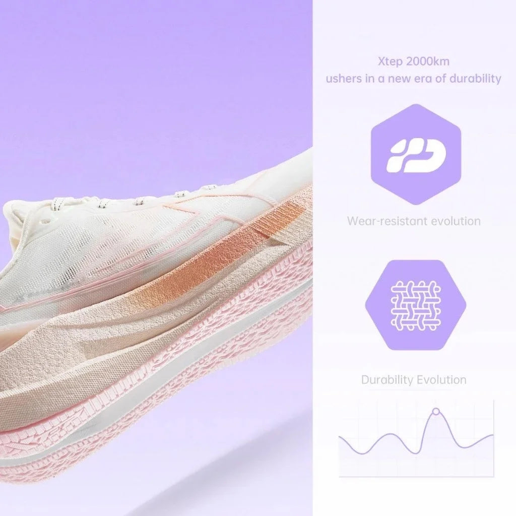 Chaussures de jogging et de course Xtep 2000km 5.0 pour femmes, amorti, design tendance, couleur durable et résistante, semelle élastique, baskets 874118110024