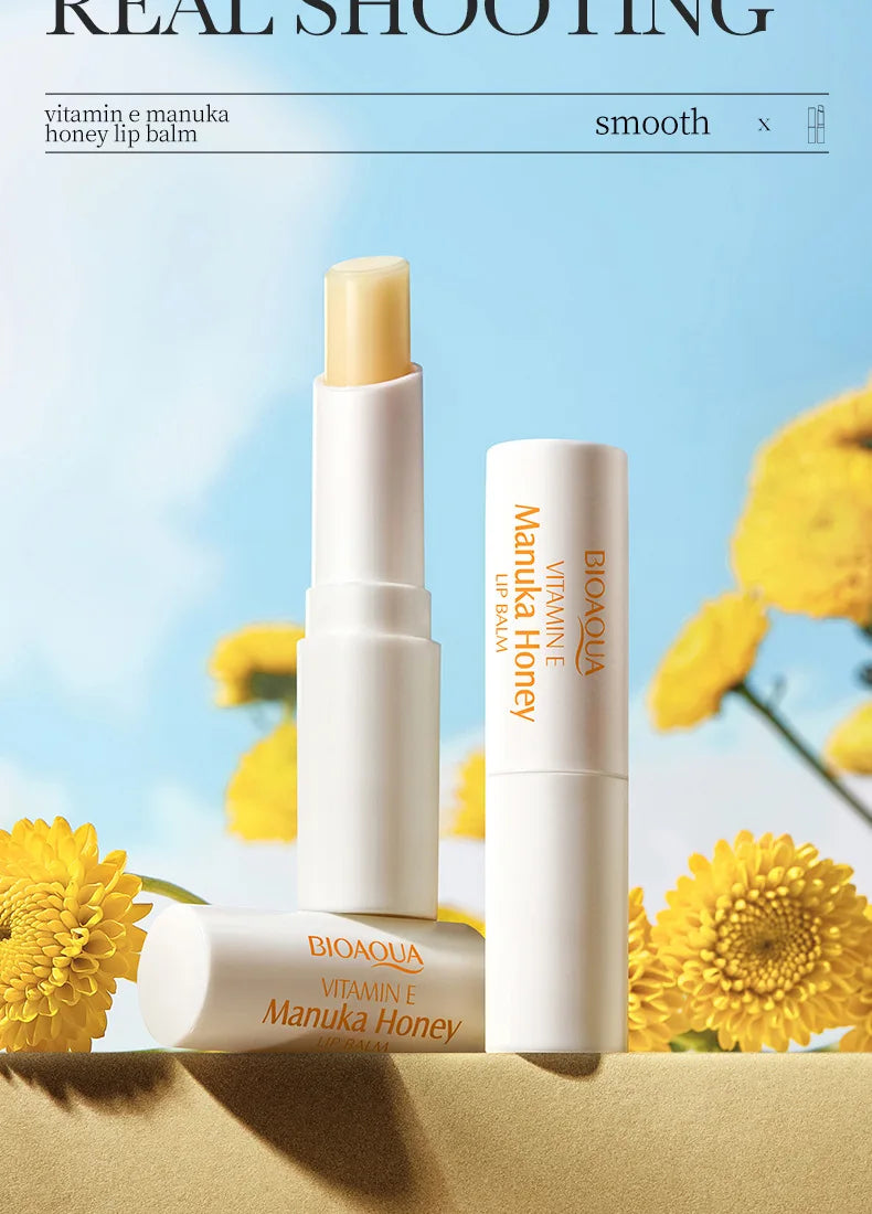 BIOAOUA Baume à lèvres au miel et à la vitamine E hydratant, anti-gerçures, nourrissant, rouge à lèvres, produits de soin pour les lèvres et la peau