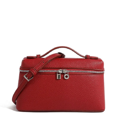 Sac à bandoulière en grain de litchi au style haut de gamme et de niche, mode simple, type boîte à lunch pour femme, exquis mini sac à main porté main et en bandoulière
