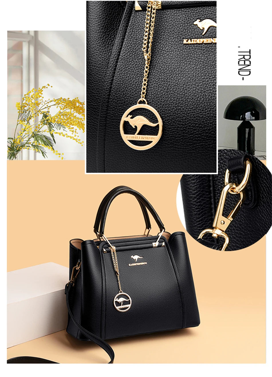 Sac bandoulière de luxe pour femme 2024, designer à 3 couches, grand sac à main en cuir à grande capacité pour femme, sac shopper de marque, sac fourre-tout messager.