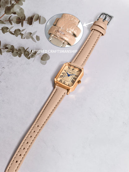 Montre-bracelet décontractée rétro à affichage numérique, cadran carré, bracelet en cuir, montre à quartz tendance pour femme, idée cadeau