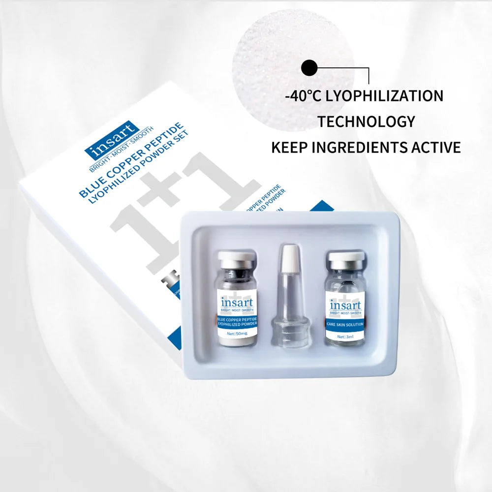 Ensemble de poudre lyophilisée au peptide de cuivre bleu, sérum facial hydratant et blanchissant, anti-rides, pour une peau lisse et douce, soin de la peau, essence éclaircissante