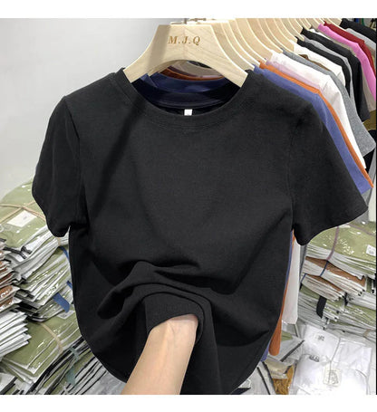 T-shirt pour femme, t-shirt pour filles, vêtements pour femmes, hauts, t-shirt en coton, t-shirt féminin à manches courtes, tee-shirt de printemps, haut sexy Y2K, blanc