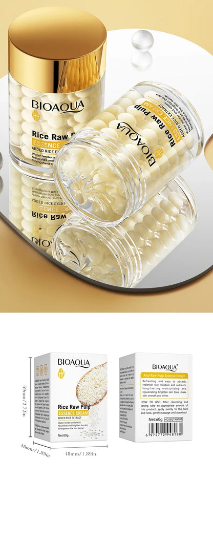Crème essence hydratante profonde au riz BIOAOUA, crème visage éclaircissante et hydratante, crème raffermissante et rajeunissante, soin de la peau pour femmes
