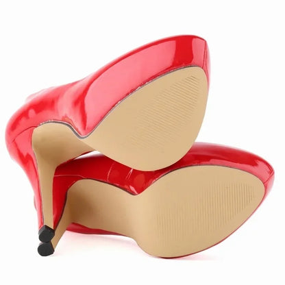 LOSLANDIFEN Escarpins à talons hauts pour femmes 14 cm, bout rond, stilettos, talons femme sexy, chaussures de mariage rouges pour dames, talons plateforme noirs