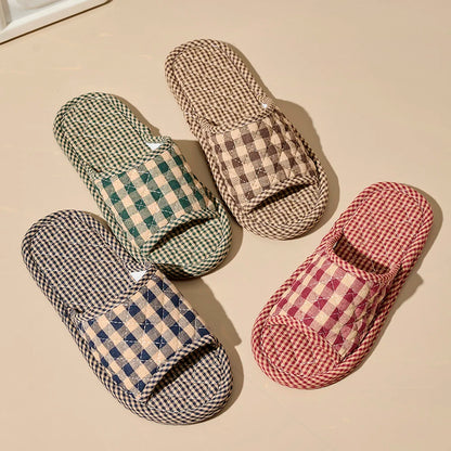 Pantoufles d’intérieur légères en coton doux à motif floral, chaussures de sol rétro et tendance pour la maison, pantoufles antidérapantes pour couple