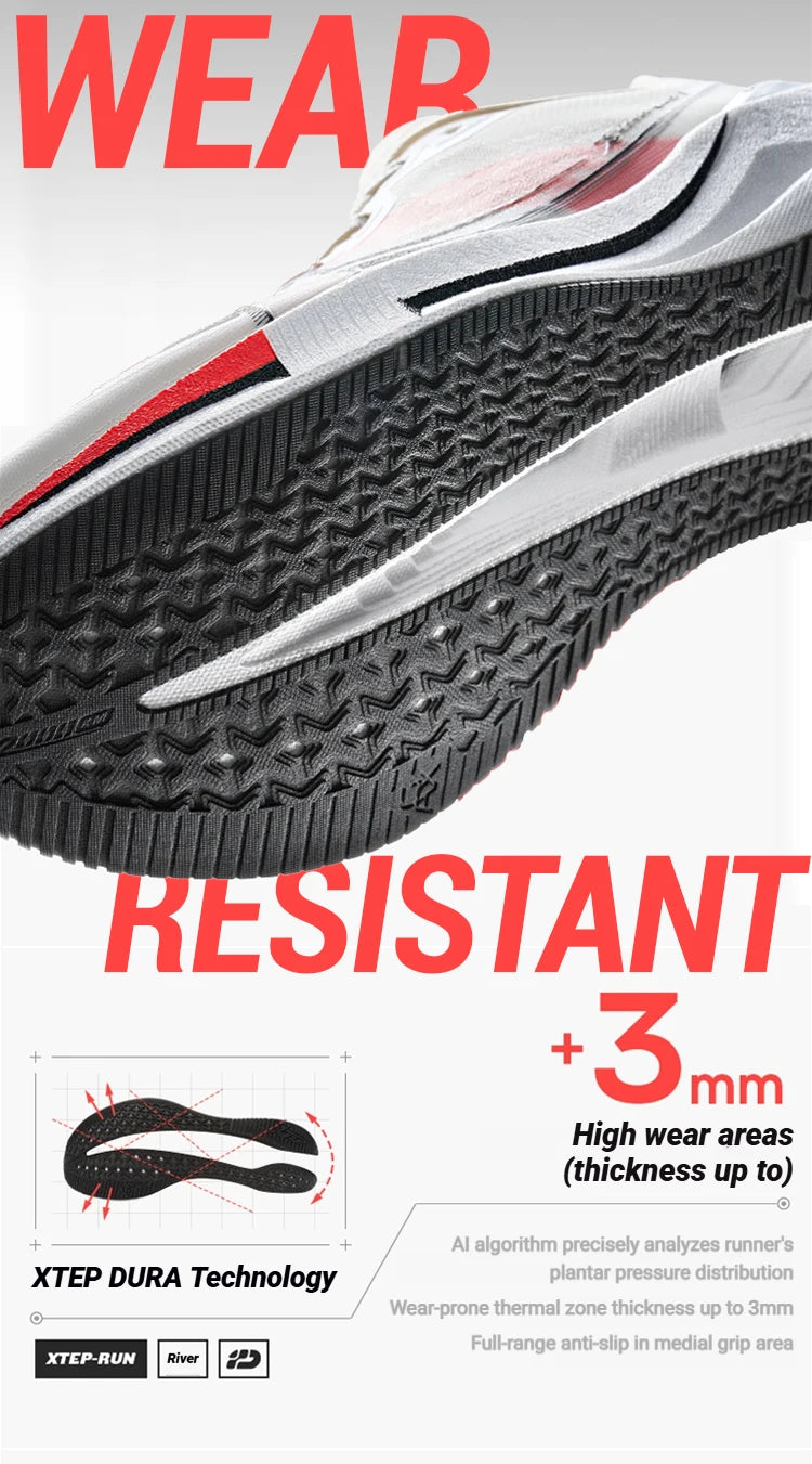 Chaussures de jogging et de course Xtep 2000km 5.0 pour femmes, amorti, design tendance, couleur durable et résistante, semelle élastique, baskets 874118110024