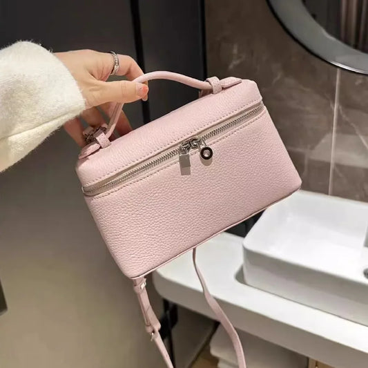 Sac à bandoulière en grain de litchi au style haut de gamme et de niche, mode simple, type boîte à lunch pour femme, exquis mini sac à main porté main et en bandoulière