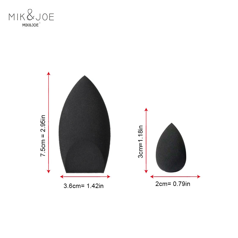 Lot de 2 éponges de maquillage noires en forme d’œuf Beauty Sponge - Sans latex, réutilisables, pour un fond de teint, un contouring et un illuminateur impeccables