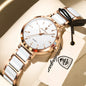 POEDAGAR Montre de luxe haut de gamme avec diamants pour femme, haute qualité, étanche, montre à quartz pour dames en acier inoxydable, montre féminine + boîte