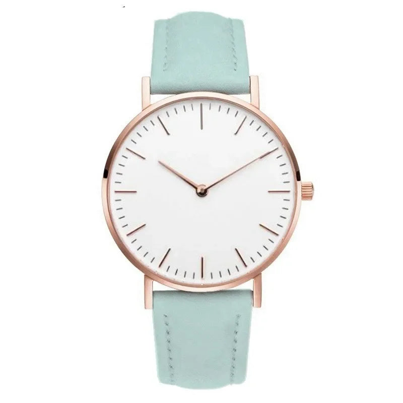 Montre élégante pour femme, simple, nouvelle collection 2023, rose et blanc, bracelet en cuir, montre-bracelet pour femme avec robe, montre féminine décontractée, idée cadeau tendance, Montre Femme