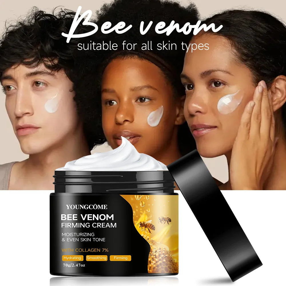 Crème premium au venin d’abeille pour le visage et le cou, boost de collagène, raffermissement et effet liftant de la peau, hydratant naturel non gras, soin doux amélioré