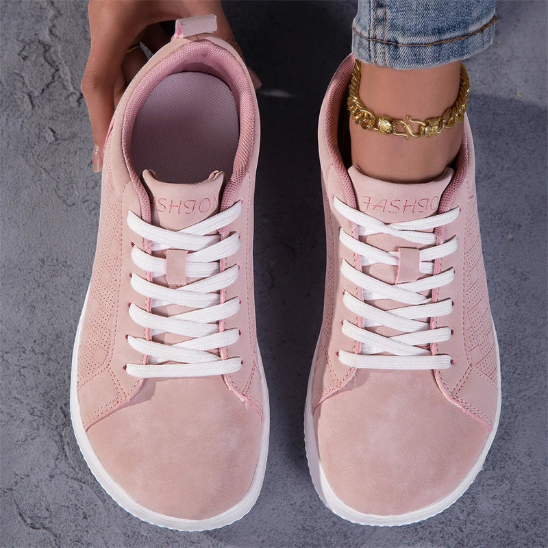 Chaussures de marche roses pour femmes, confortables, à bout large, baskets barefoot pour femmes, baskets plates antidérapantes, chaussures de sport décontractées pour femmes, chaussures d’entraînement pour femmes