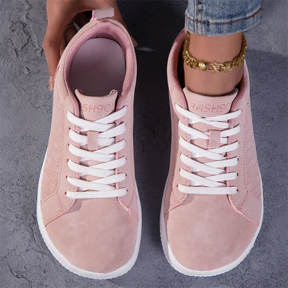 Chaussures de marche roses pour femmes, confortables, à bout large, baskets barefoot pour femmes, baskets plates antidérapantes, chaussures de sport décontractées pour femmes, chaussures d’entraînement pour femmes