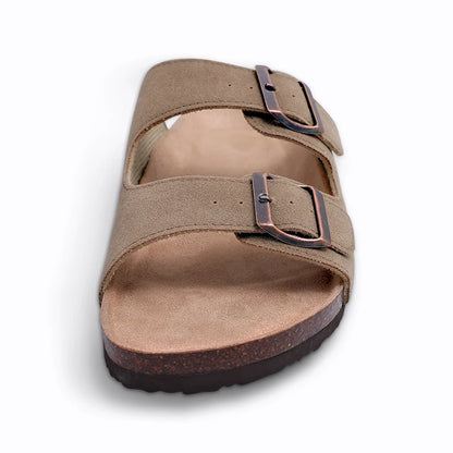 Mules en daim pour femmes Comwarm Fashion, pantoufles, sabots pour hommes, sandales à semelle intérieure en liège avec soutien de la voûte plantaire, claquettes d’extérieur pour la plage, chaussures d’intérieur