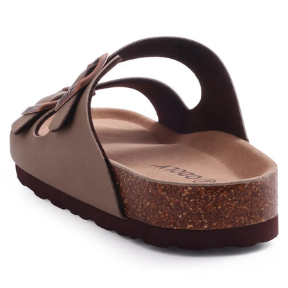 Smile Pop Classic Arizoan Hommes Chaussons en daim Hommes Sabots Sandales en daim de vache d’extérieur antidérapantes avec brides à boucles réglables